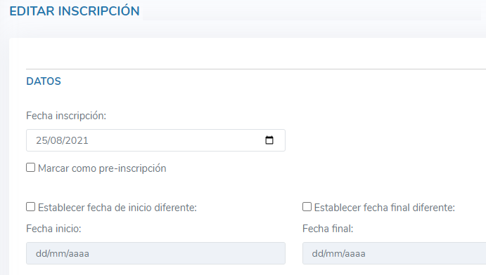 gestion de inscripciones online